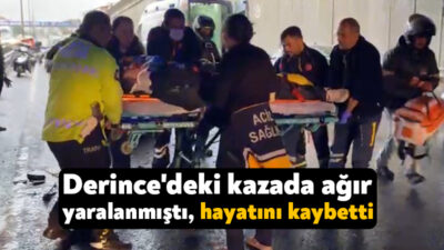 Kocaeli'nin Derince ilçesinde meydana gelen zincirleme kazaya karışan araçlardan birine