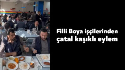 Gebze'de kurulu Betek Boya (Filli Boya) firmasında işçiler yemekhanede çatal
