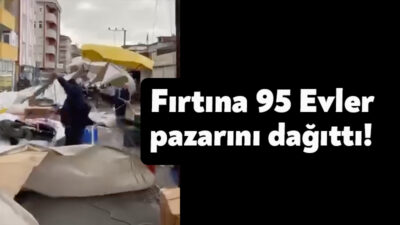 Kocaeli'de etkili olan şiddetli rüzgar 95 Evler Pazarını da vurdu.