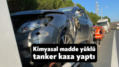 Kocaeli'nin İzmit ilçesinde kimyasal madde yüklü tanker ile otomobil çarpıştı.