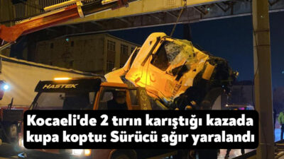 Kocaeli D100 Karayolu'nda 2 aracın karıştığı kazada tırın kupası koptu.