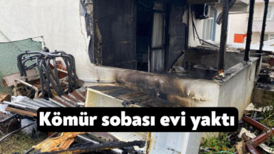 Kocaeli’nin Derince ilçesinde soba nedeniyle çıkan yangın evin içini küle