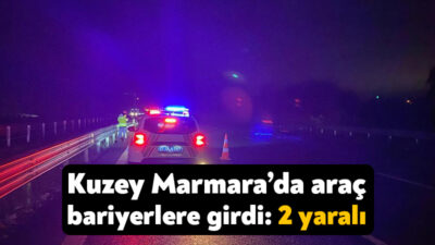 Kuzey Marmara Otoyolu’nda bariyerlere giren otomobilde bulunan iki kişi yaralandı.