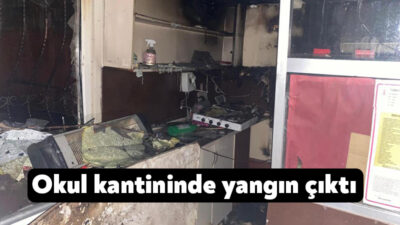Kocaeli'nin Körfez ilçesinde sabaha karşı çıkan yangında ilkokul kantini alevlere