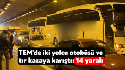 TEM Otoyolu'nun Kocaeli geçişinde tır ve iki şehirlerarası yolcu otobüsünün