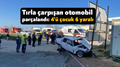 Kocaeli D100 Karayolu'nda tır ile çarpışan otomobil parçalandı. Kazada