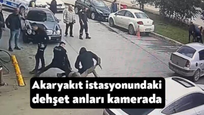 Kocaeli'nin Kartepe ilçesinde bir akaryakıt istasyonunda 1'i polis 7 kişinin