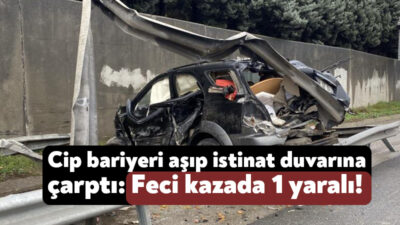 TEM Otoyolu'nun Kocaeli geçişinde bariyere çarpıp yaklaşık 50 metre sürüklenen