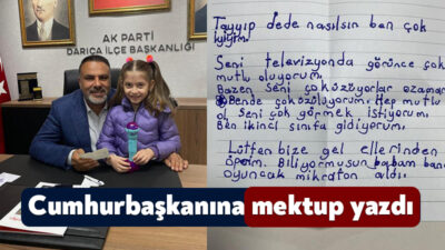 Darıca'da yaşayan 8 yaşındaki Zeynep Erva Şen, Cumhurbaşkanı Recep Tayyip