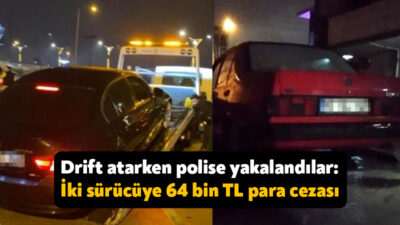 Kocaeli'nin İzmit ilçesinde drift atarak çevreye rahatsızlık veren iki sürücü,