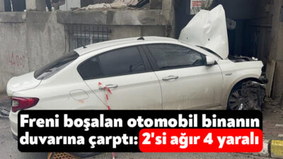 Kocaeli'nin Dilovası ilçesinde freni boşaldığı iddia edilen otomobilin bir binanın