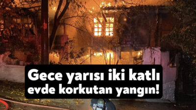 Kocaeli'nin İzmit ilçesinde iki katlı ahşap evde çıkan yangın, dar