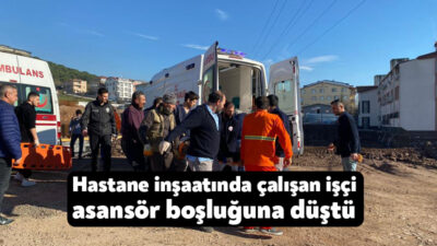 Kocaeli'nin Körfez ilçesinde ek hastane binası inşaatında çalışan bir işçi,