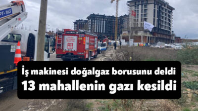 Kocaeli'nin Darıca ilçesinde iş makinesi operatörü kazı sırasında doğalgaz borusunu