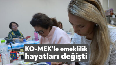KO-MEK’te çini işlemeciliği kursuna katılan Ferhunde ve Nergis Hanım, “Bu