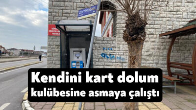 Kocaeli'nin Körfez ilçesinde iple kendisini otobüs kartı bakiye yükleme kulübesine