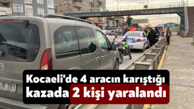 Kocaeli’nin Gölcük ilçesinde iki hafif ticari otomobil ile iki motosikletin