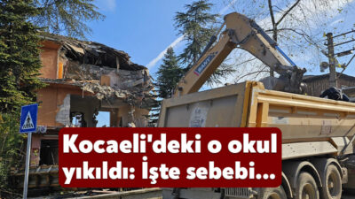 Gölcük Belediyesi, depreme dayanıksız olduğu belirlenen eski İhsaniye İlkokulu binasının