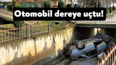 Gebze'de direksiyon hakimiyetini kaybeden araç sürücüsü, otomobiliyle birlikte dereye uçtu.