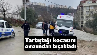 Kocaeli'nin İzmit ilçesinde bir kadın, tartıştığı kocasını omzundan bıçaklayarak yaraladı.