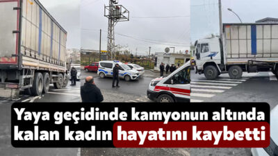 Kocaeli'nin Gebze ilçesinde yaya geçidinde kamyonun altında kalan kadın kaldırıldığı