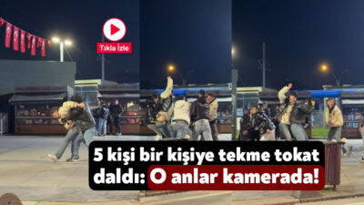 Kocaeli'nin İzmit ilçesinde 5 kişinin bir kişiye saldırdığı anlar kameraya