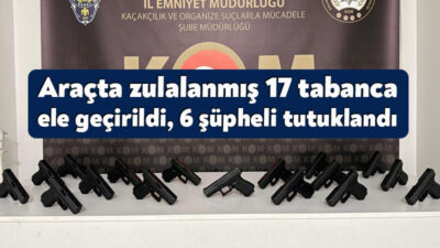 Kocaeli D-100 Karayolu'nda durdurulan araçta yapılan aramada 17 tabanca ve