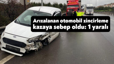 Kocaeli TEM Otoyolu'nda arızalanarak yol kenarında duran otomobil sebebiyle 3