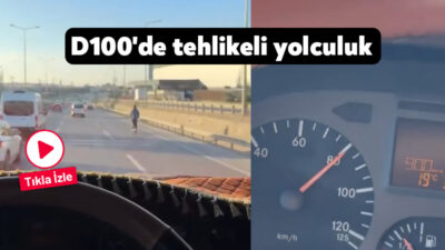 Kocaeli'nin Gebze ilçesinde D100'de scooter ile yapılan tehlikeli yolculuk kameraya