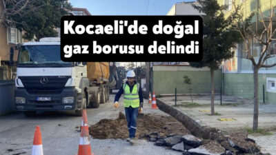 Kocaeli'nin Gebze ilçesinde altyapı çalışması sırasında doğal gaz borusu delindi.
