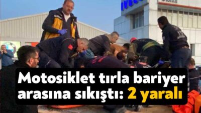 Kocaeli D-130 Karayolu'nda seyir halinde olan motosiklet, tırla bariyer arasına