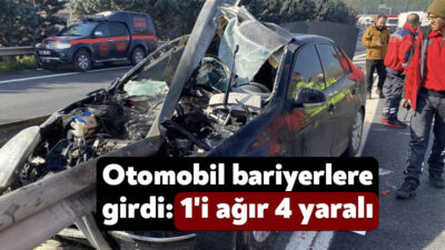 TEM Otoyolu İzmit geçişinde otomobil bariyerlere girdi. Kazada 1'i ağır