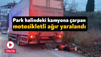 Kocaeli'nin Gebze ilçesinde park halindeki kamyonete çarpan motosikletli ağır yaralandı.