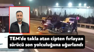 TEM Otoyolu'nun Kocaeli geçişinde bariyerlere çarparak takla atan cipten fırlayarak
