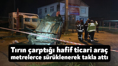 Kocaeli'nin Kartepe ilçesinde tırın arkadan çarptığı hafif ticari araç, yaklaşık