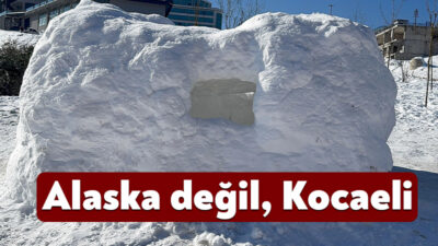 Kocaeli'de üniversite öğrencileri, 10 saatlik çalışmanın ardından kampüsü adeta Alaska'ya