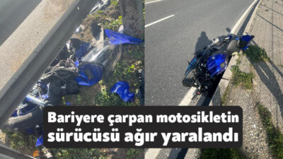Kocaeli'nin Karamürsel ilçesinde kontrolden çıkarak bariyere çarpan motosikletin sürücüsü ağır