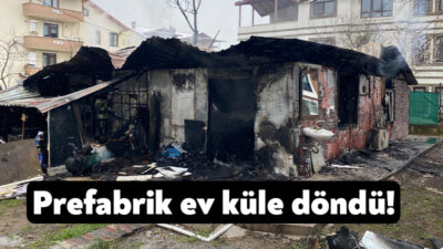 Kocaeli'nin Başiskele ilçesinde iş yeri olarak da kullanılan prefabrik evde