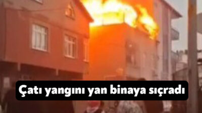 Kocaeli’nin Darıca ilçesinde iki katlı binanın çatısında çıkan yan binaya