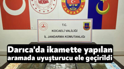 Kocaeli'nin Darıca ilçesinde bir ikamette yapılan aramada 4 bin gram