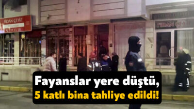 Derince'de 5 katlı bir binada evin banyosundaki fayansların bir anda