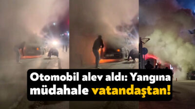 Kocaeli'nin Gebze ilçesinde seyir halindeki bir otomobil alev alev yandı.