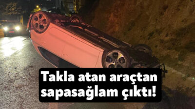 Kocaeli'nin İzmit ilçesinde otomobil takla attı, sürücü ise kazayı