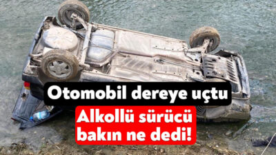 Kocaeli'nin İzmit ilçesinde otomobil dereye uçtu, sürücü ile arkadaşı kendi