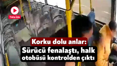 Kocaeli’de D-100 karayolunda şoförü bayılan özel halk otobüsü, önce bir