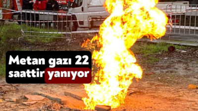 Kocaeli'nin Kartepe ilçesinde zemin etüdü sondaj çalışması sırasında çıkan metan