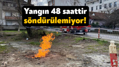 Kocaeli'nin Kartepe ilçesinde zemin etüdü sondaj çalışması sırasında çıkan metan