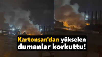 Başiskele'de bulunan Kartonsan Fabrikası'nda çıkan yoğun su buharını yangın sanan