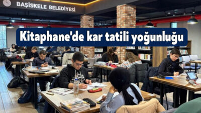 Başiskele'de gençler, kar tatiline rağmen Kitaphane'yi doldurarak ders çalıştı.