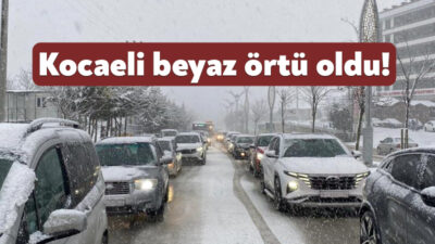 Kocaeli'de etkili olan kar yağışı kenti beyaza bürüdü. Vatandaşlar karın